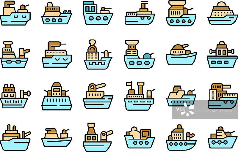 军舰图标扁平化设计图片素材