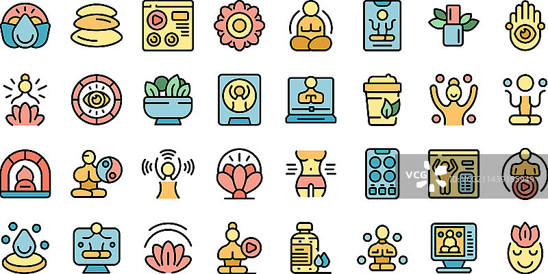 在线瑜伽培训图标扁平化图片素材