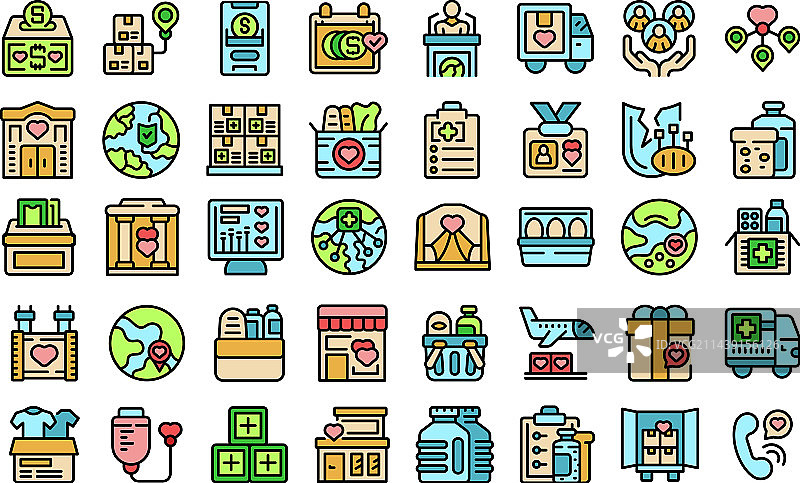 人道主义援助图标扁平化设计图片素材