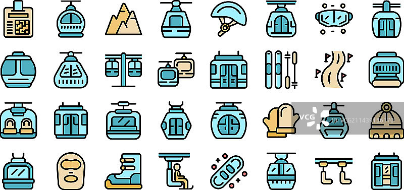 滑雪缆车图标合集图片素材