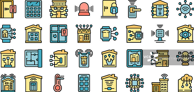 智能家居安装图标扁平化合集图片素材