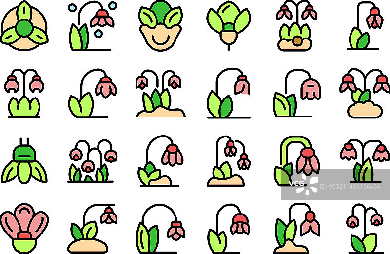 雪滴花图标扁平化设计图片素材