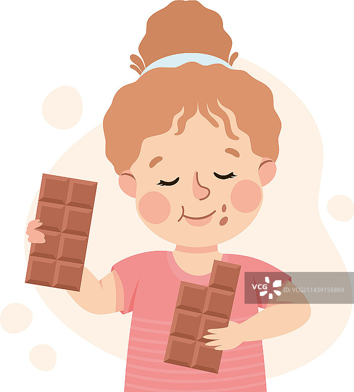 吃巧克力棒的有趣女孩角色图片素材