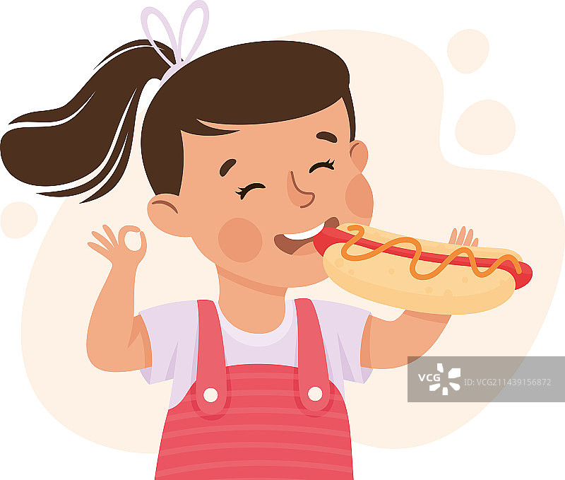 吃热狗的趣女孩角色图片素材