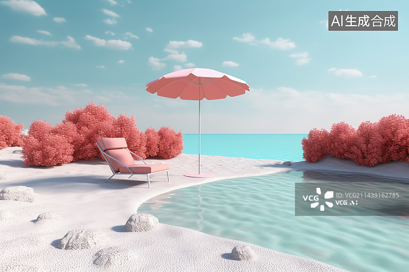 【AI数字艺术】沙滩上的躺椅图片素材