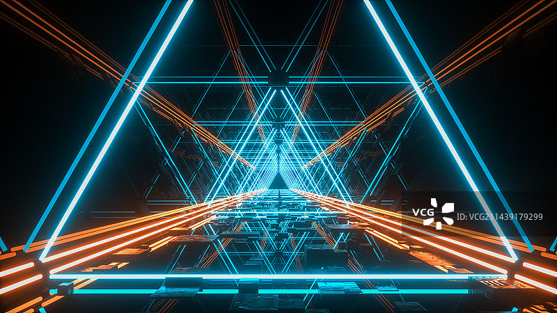 赛博朋克发光空间纵深背景图片素材