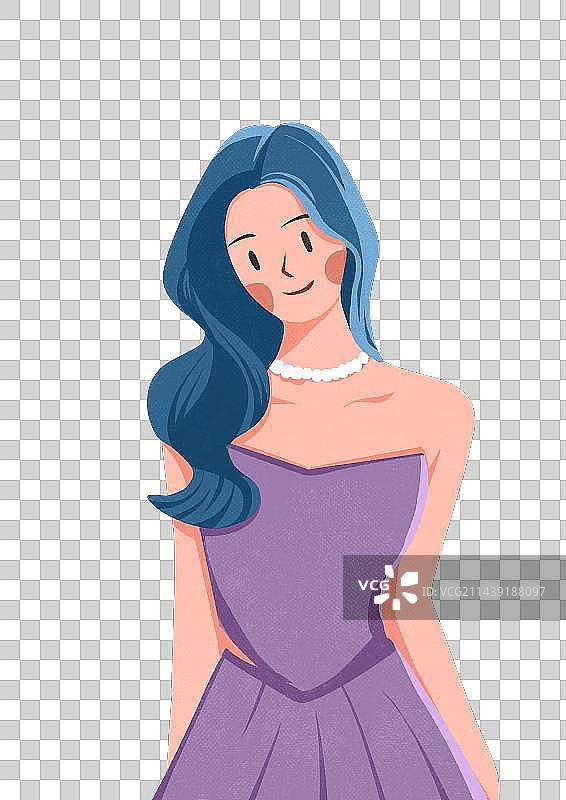 女孩清新文艺扁平纹理插画元素图片素材