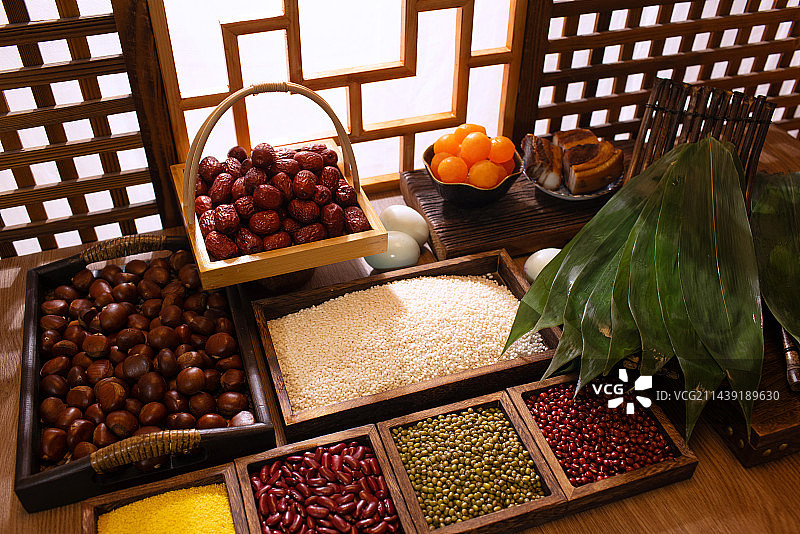 端午,端午节包粽子,准备,丰富,新鲜食材图片素材