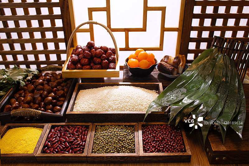 端午,端午节包粽子,准备,丰富,新鲜食材图片素材