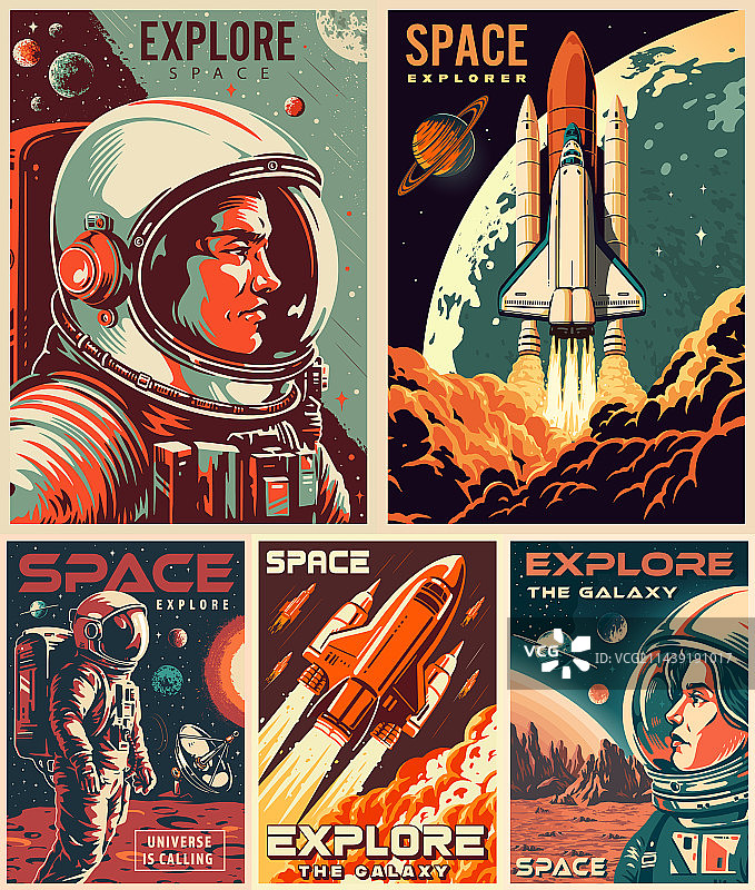 宇航员彩色宣传单图片素材