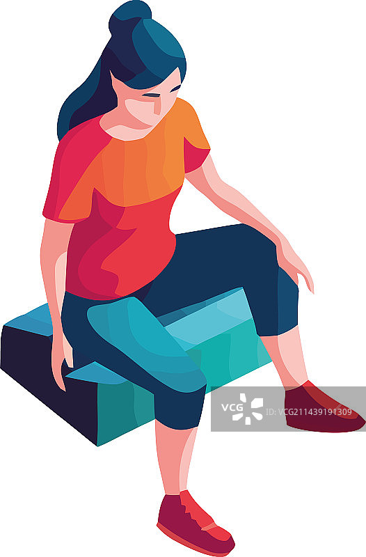 正在坐着的运动型女人图片素材