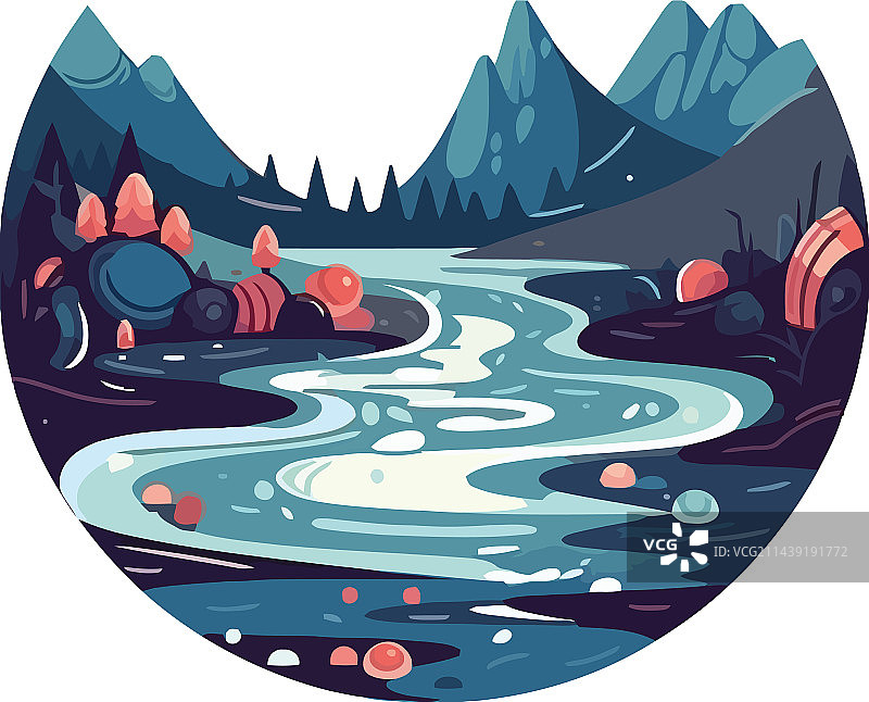 河流山脉自然景观图片素材