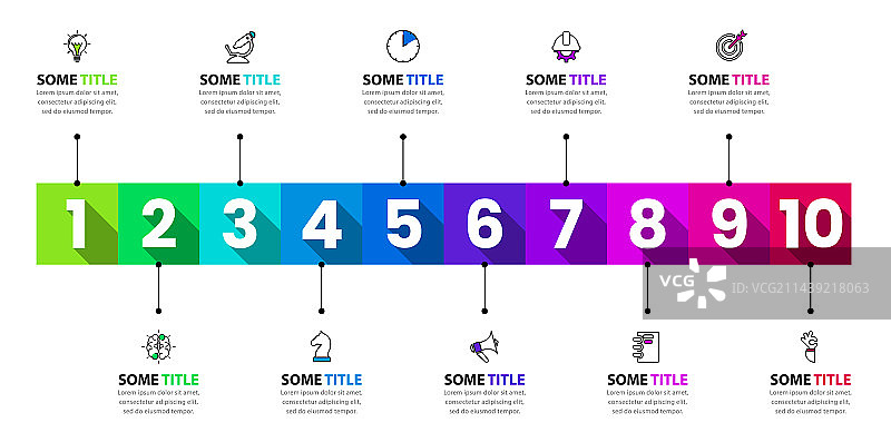 带有正方形的时间线信息图表模板图片素材