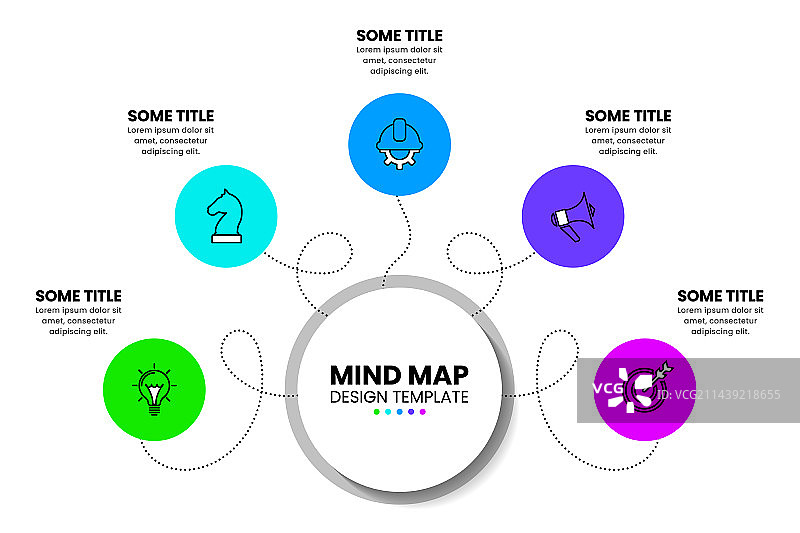 五步思维导图信息图表模板图片素材