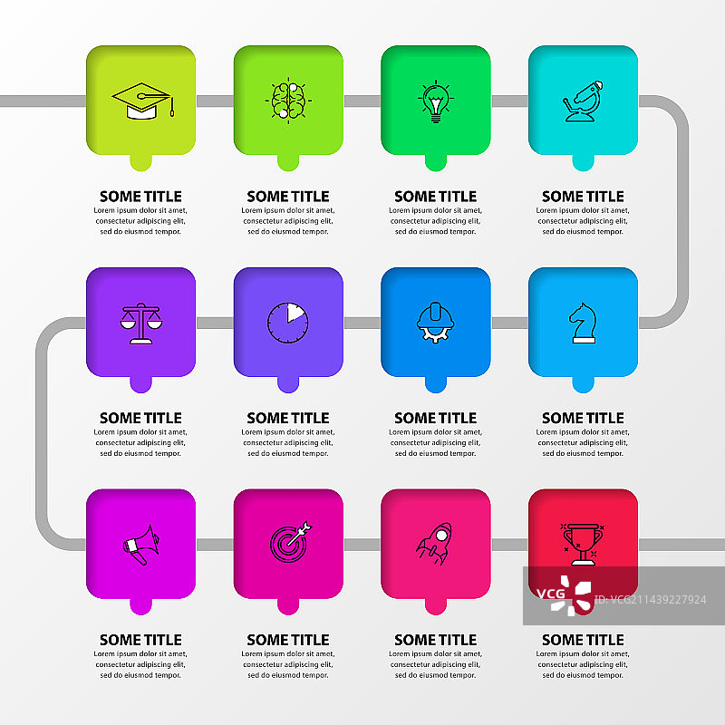 信息图表模板：12个步骤时间轴图片素材