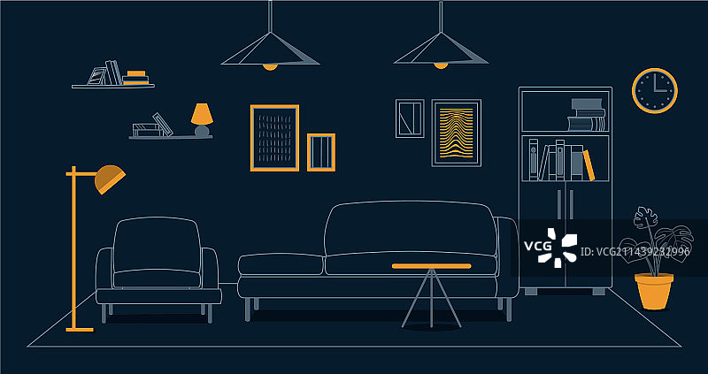 深色客厅家具图片素材