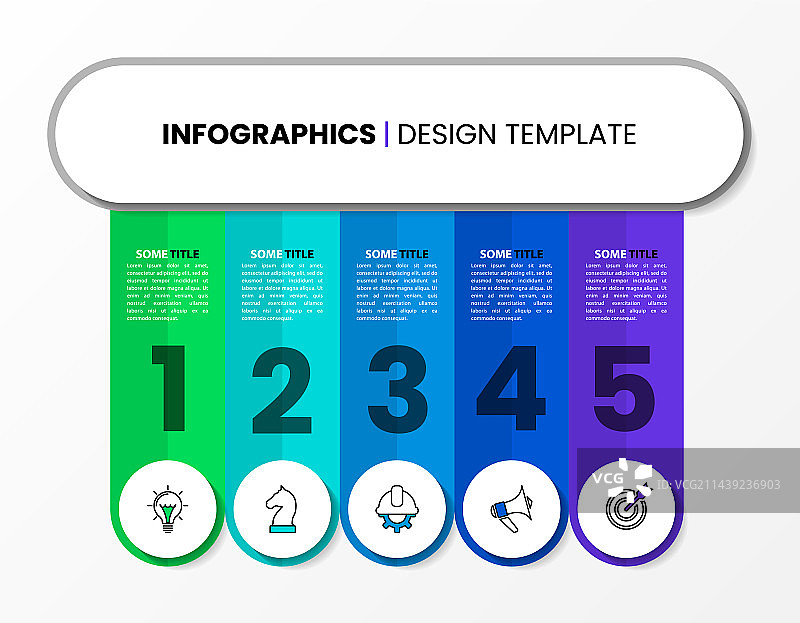 带有图标和五个选项的信息图表模板图片素材