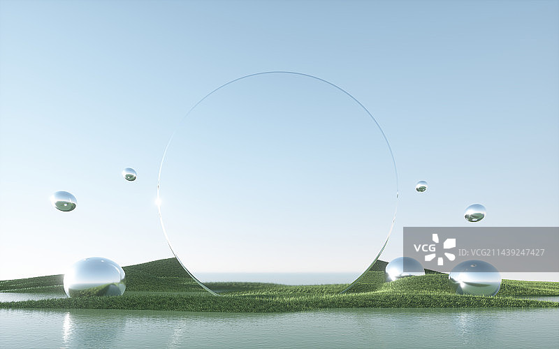 3d图形山峰平静水面场景图片素材