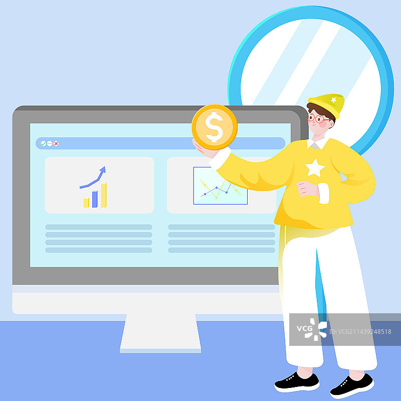 互联网商务金融办公与财富管理投资平面矢量概念操作手绘插图图片素材