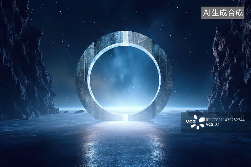 【AI数字艺术】星空下的地球图片素材