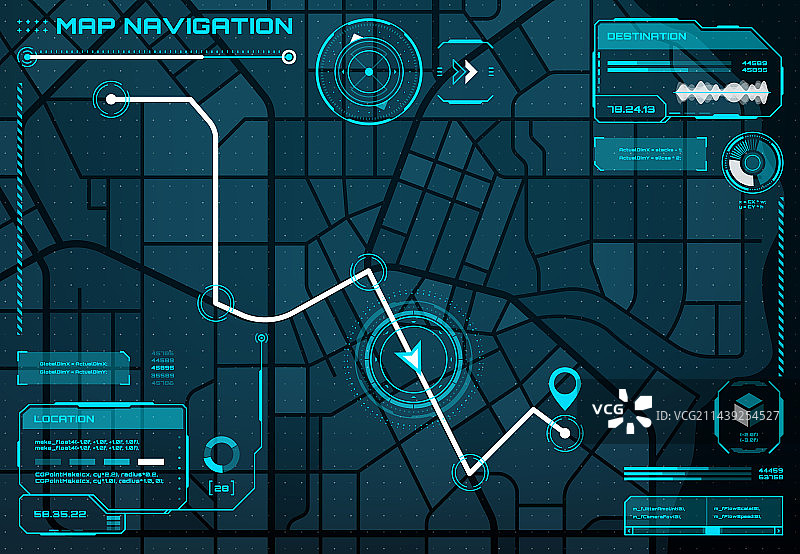 城市地图导航界面屏幕路线HUD图片素材