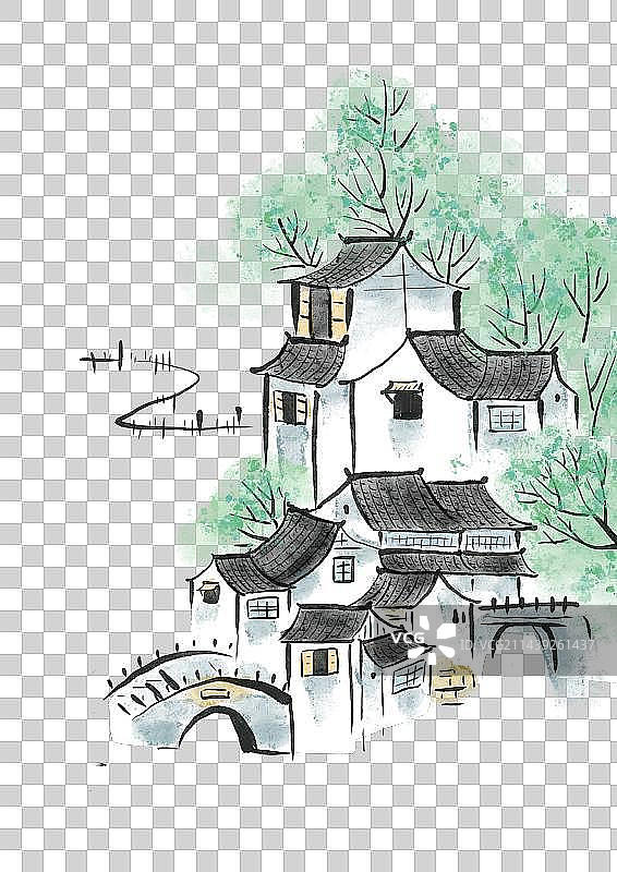 江南水乡元素图片素材