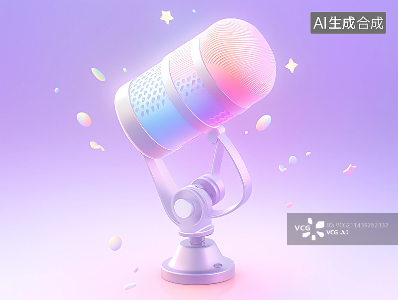 【AI数字艺术】紫色梦幻话筒图片素材