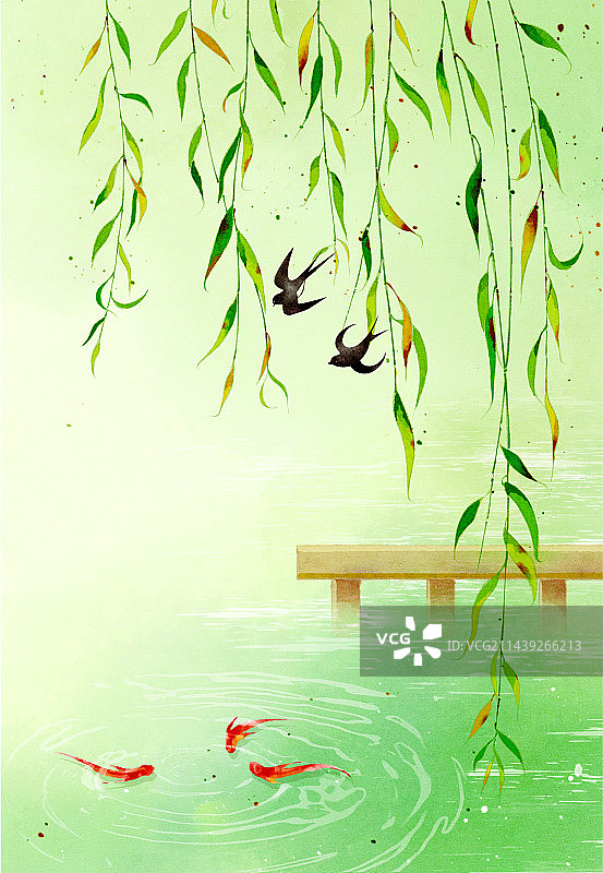 唯美春夏节气古风背景图片素材