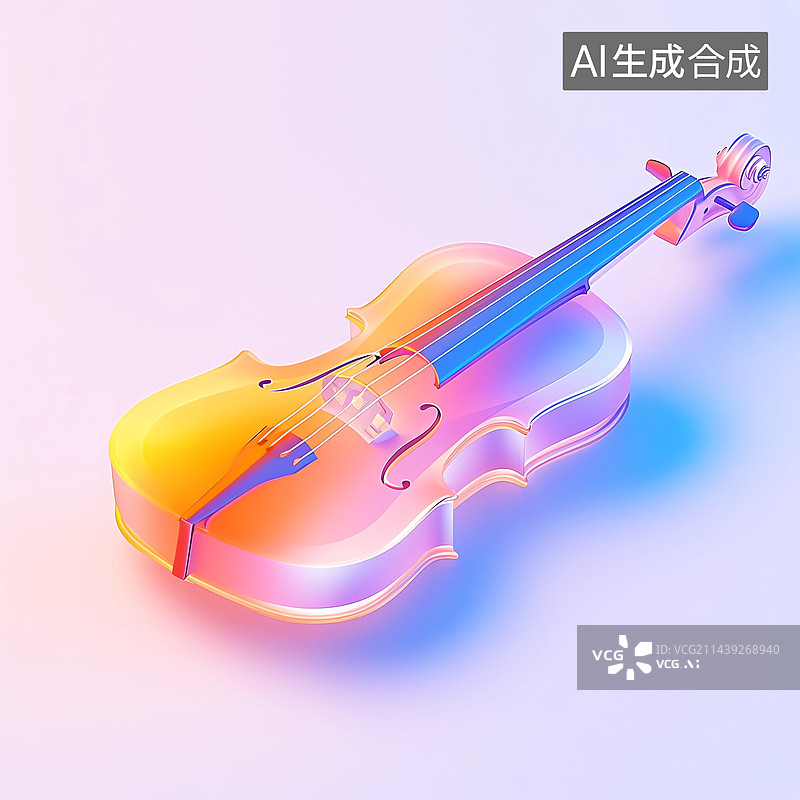 【AI数字艺术】立体玻璃质感小提琴图片素材