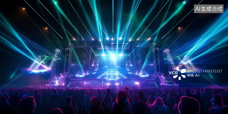 【AI数字艺术】3D渲染音乐节演唱会背景图片素材