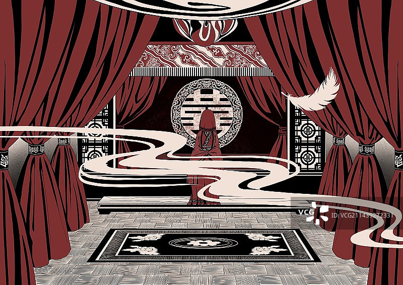 子不语-罗刹鸟扁平风诡异插画图片素材