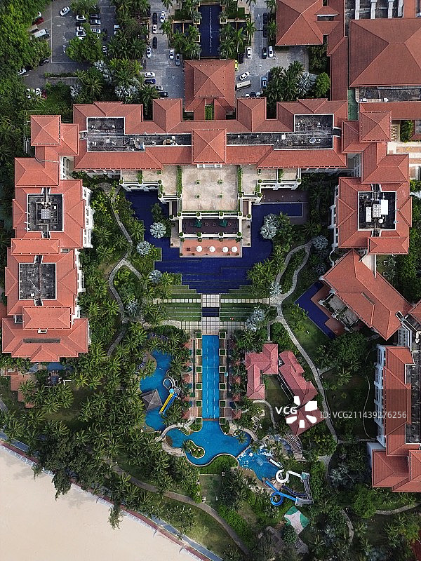 高空俯拍海口西海岸喜来登酒店全景图片素材