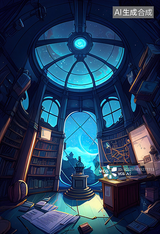 【AI数字艺术】AI生成的阁楼插图图片素材