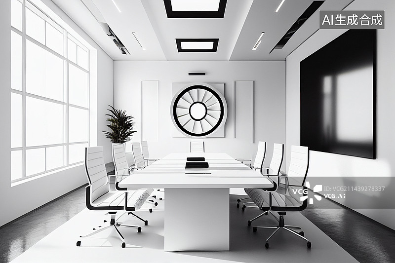 【AI数字艺术】AI生成的插图会议室图片素材