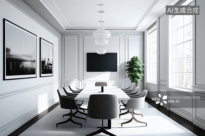 【AI数字艺术】AI生成的插图会议室图片素材
