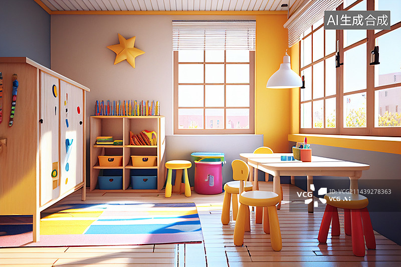 【AI数字艺术】AI生成的插图幼儿园教室图片素材