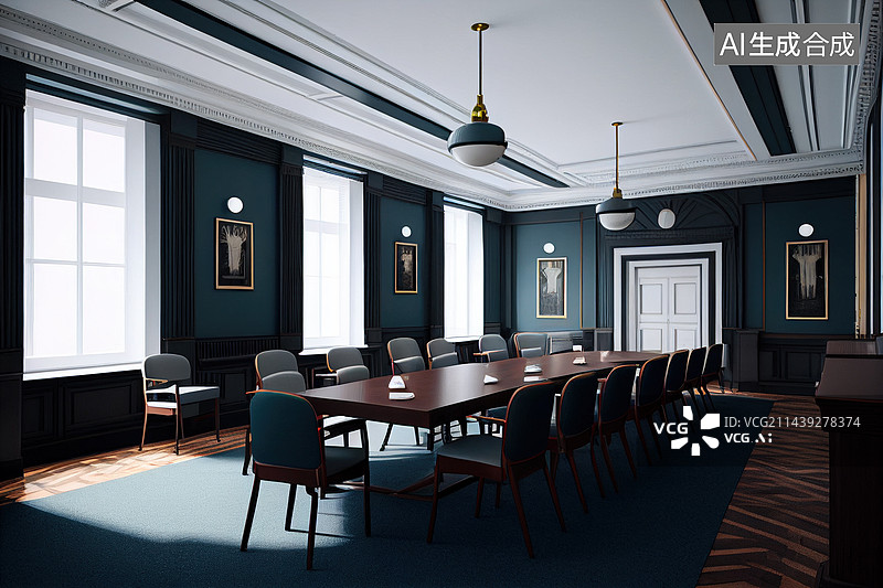 【AI数字艺术】AI生成的插图会议室图片素材