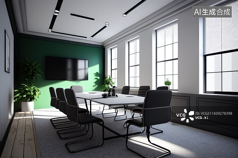 【AI数字艺术】AI生成的插图会议室图片素材