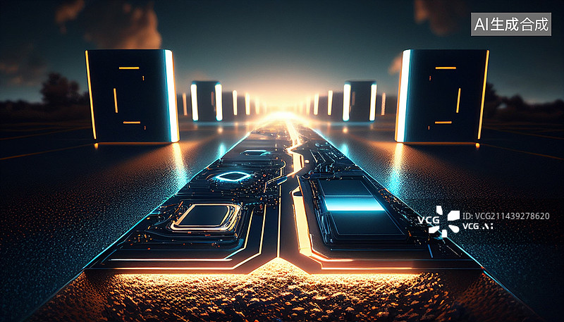 【AI数字艺术】AI生成的插图科技芯片电路板图片素材