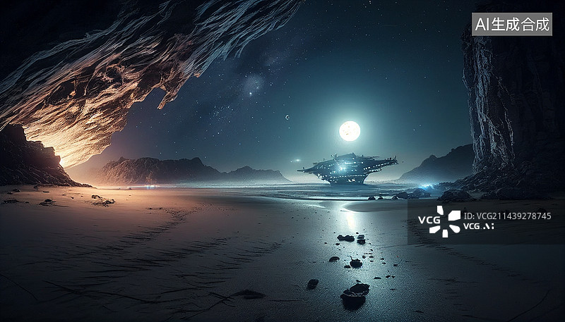 【AI数字艺术】AI生成的插图梦幻海滩图片素材