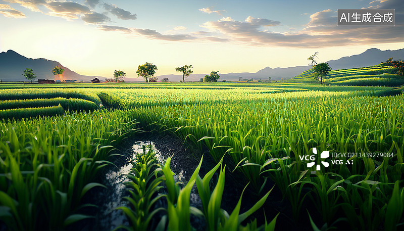 【AI数字艺术】AI生成的插图麦田图片素材