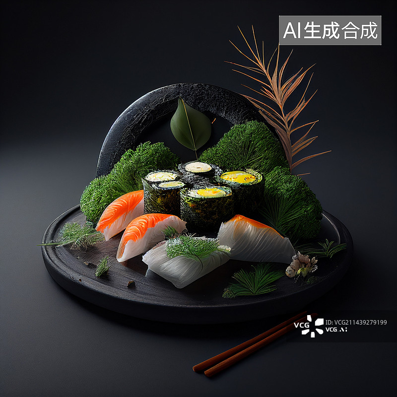 【AI数字艺术】AI生成的插图日料寿司图片素材