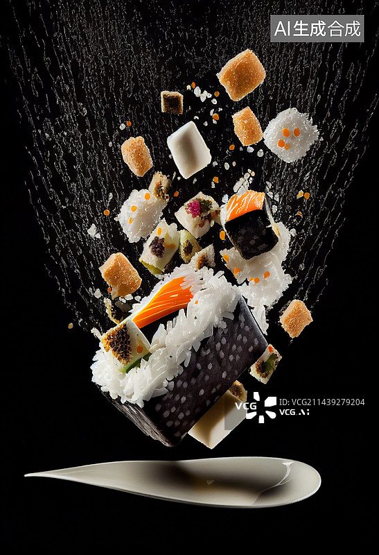 【AI数字艺术】AI生成的插图日料寿司图片素材