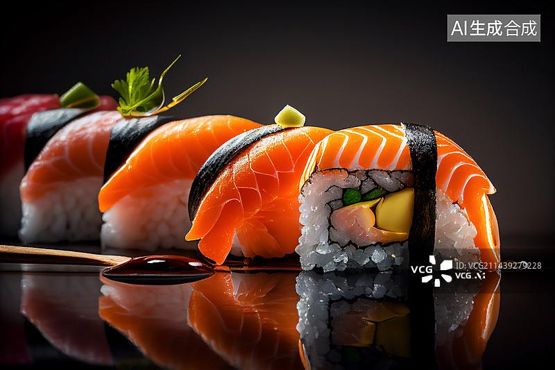 【AI数字艺术】AI生成的插图日料寿司图片素材