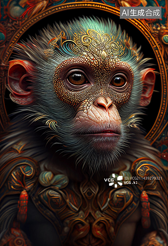【AI数字艺术】AI生成的插图猴子图片素材
