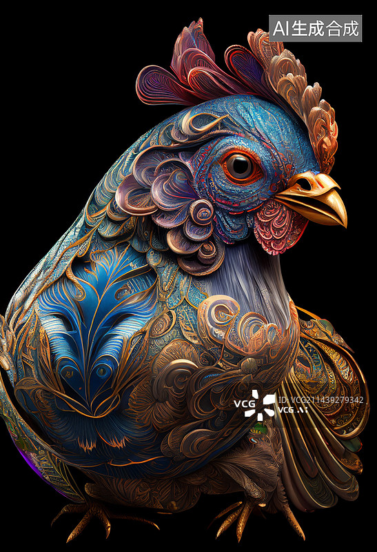 【AI数字艺术】AI生成的插图鸡图片素材