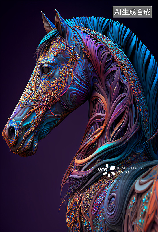 【AI数字艺术】AI生成的插图马图片素材