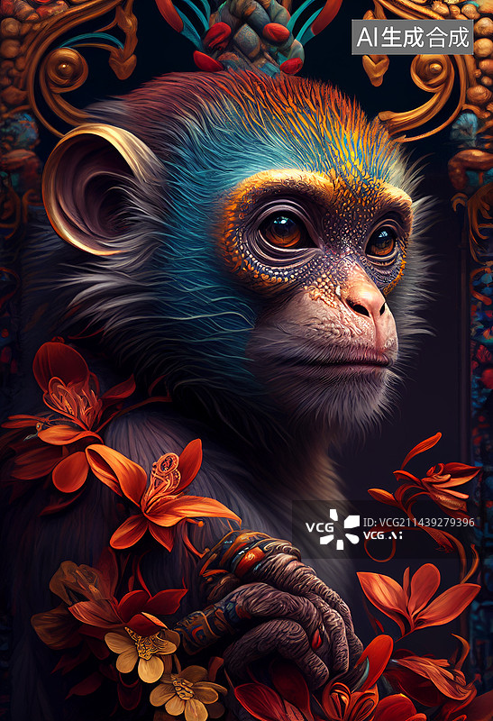 【AI数字艺术】AI生成的插图猴子图片素材