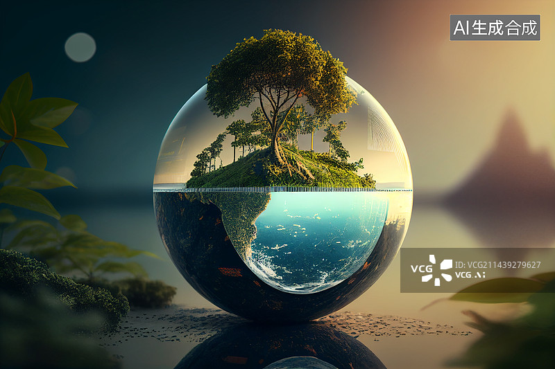【AI数字艺术】AI生成的插画创意环境保护图片素材