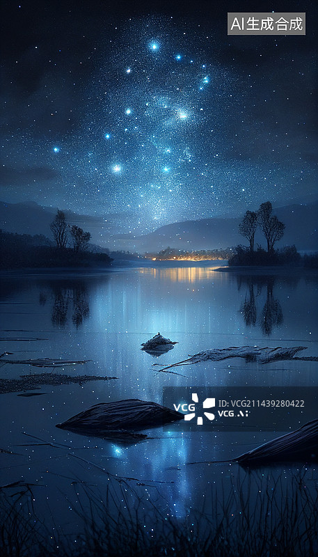【AI数字艺术】AI生成的插图夜晚的美景图片素材